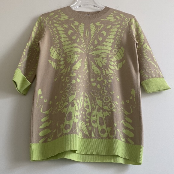 Alexander McQueen Beige Contrast Butterfly Print Sweater - Picture 10 of 11